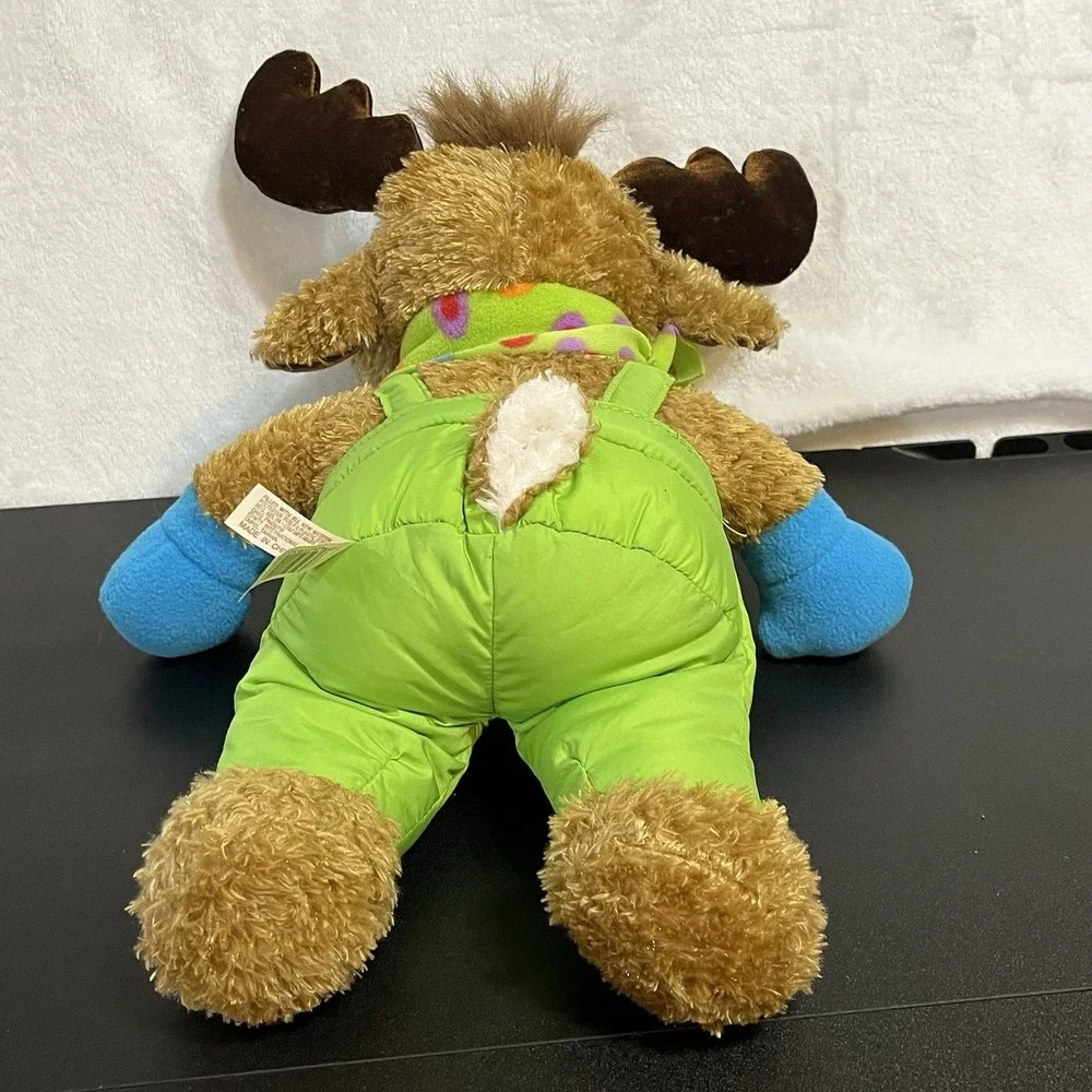 Dan Dee Moose Plush Stuffed Animal Winter Green Snowsuit Mittens Scarf